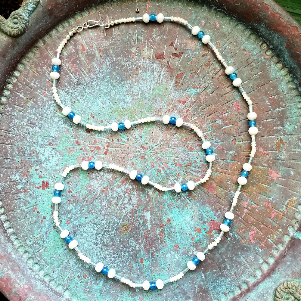 Blue Onyx And Freshwater Pearls Necklace - Picture 8 of 8